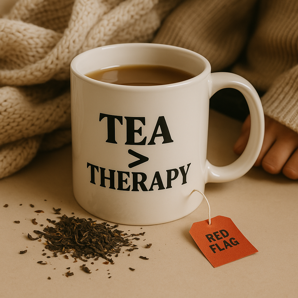 Tea > Therapy” Mug – Emotional Support in Every Sip